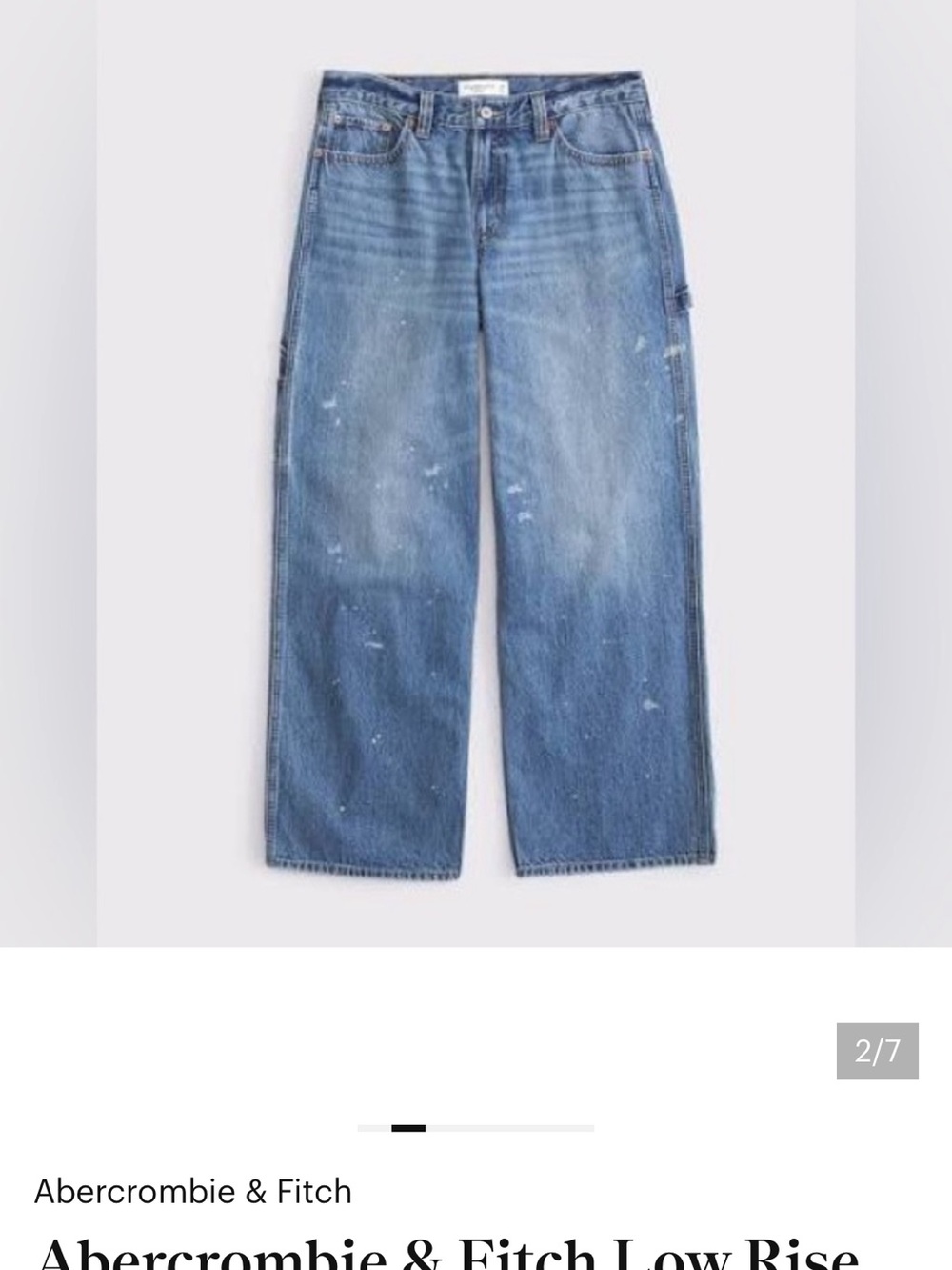 Abercrombie & Fitch Women's Carpent Blue Wide-Leg Low-Rise Jeans Paint Splatter